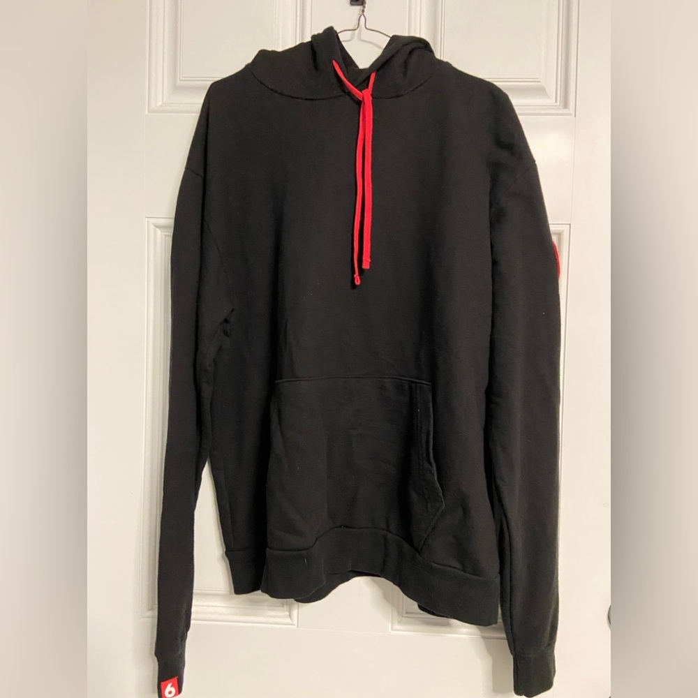 “6” Kranik Black Patchwork Pullover Hooded Sweater - image 1